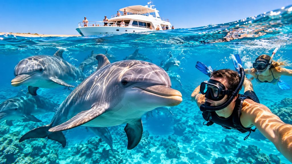 Dolphins and snorkeling adventure in the Red Sea, Hurghada